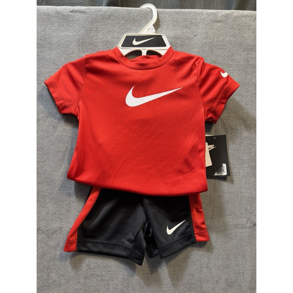 Nike Infant/Toddler Boys Red / Black Swoosh Shorts Set, Size 2T New